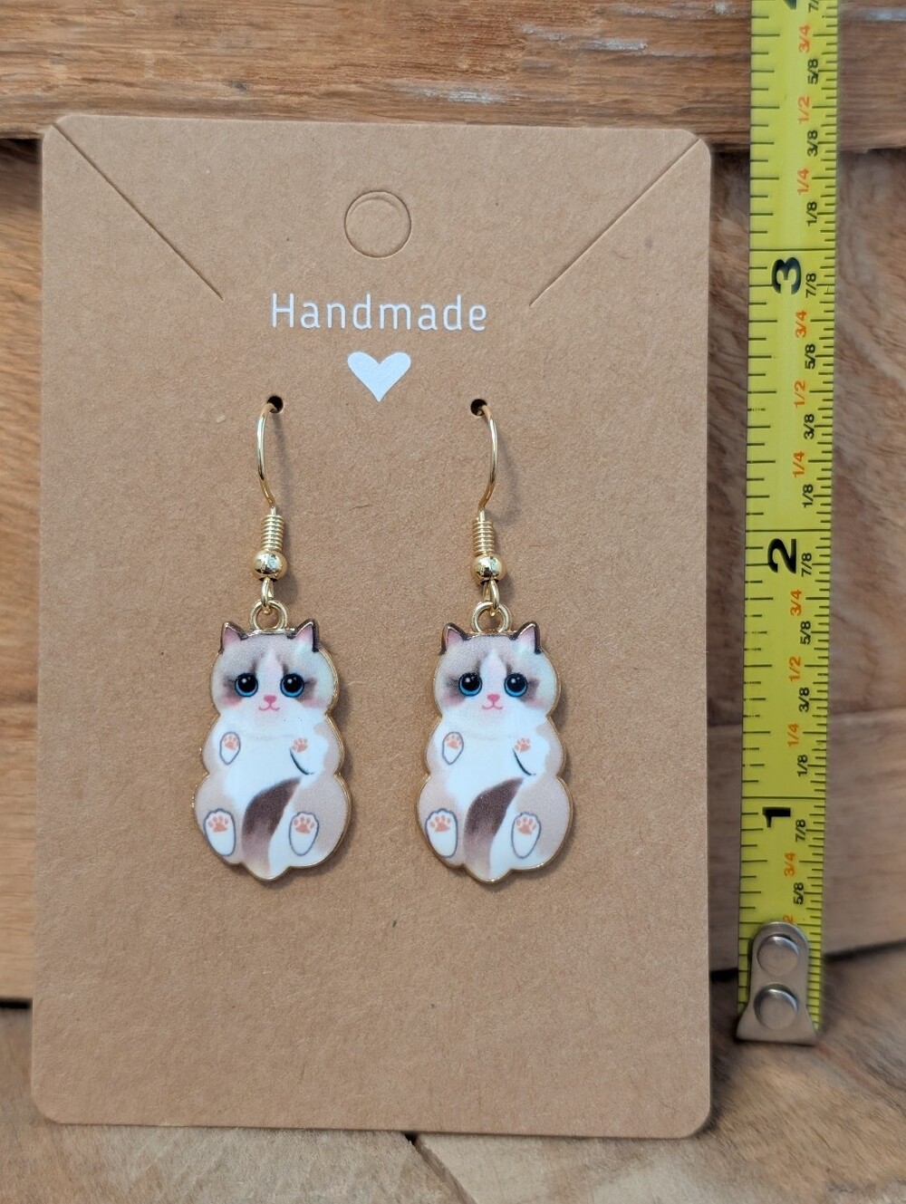 Cat Enamel Metal Earrings NEW